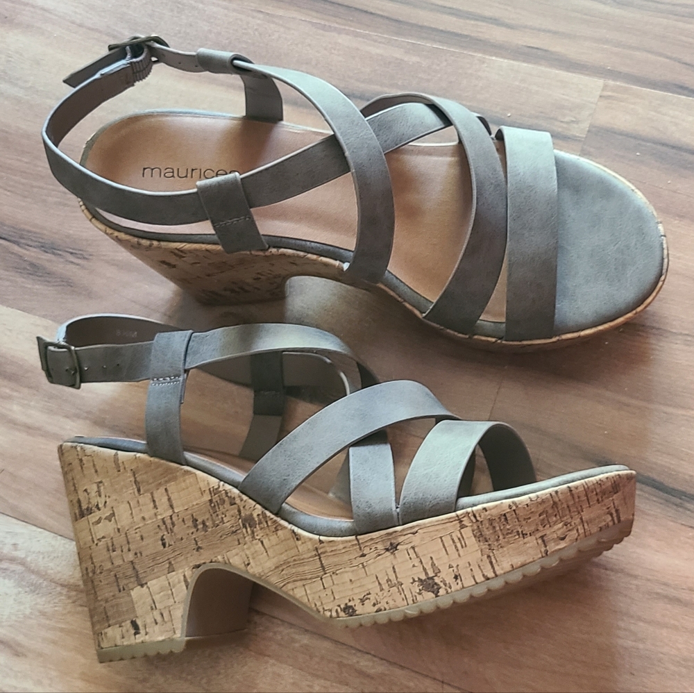 Maurices Gray Chop Out Wedge Heels